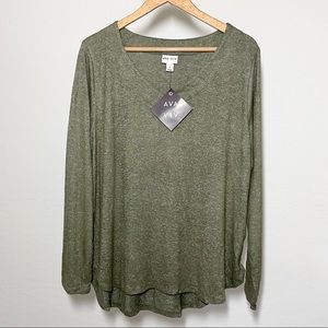 NWT olive green softest v neck sweater